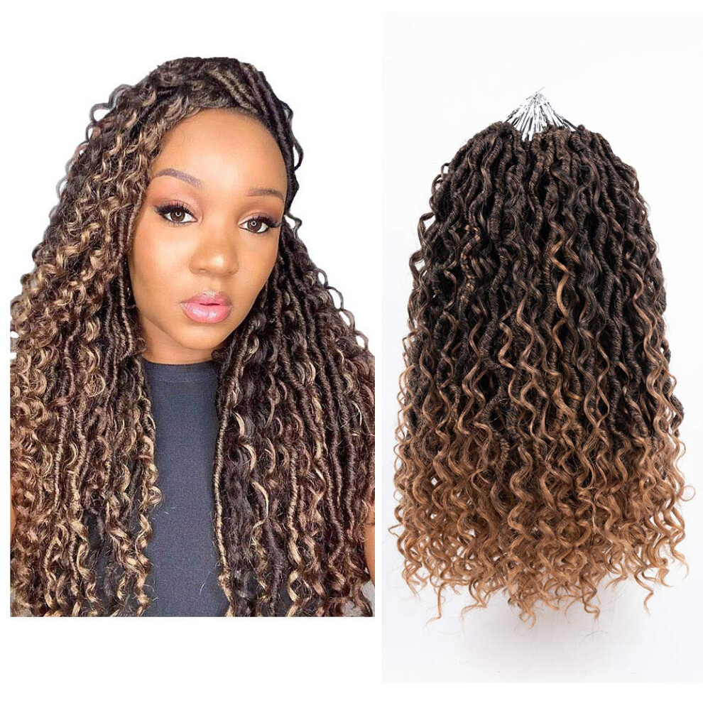 Aipin Unisex Not,Specified Goddess Locs Crochet Hair 14 Inch River Locs Boho Hippie Locs Wavy Crochet With Curly Hair In Middle And Ends Braids Hair Extensions (8Packs 14 Inch