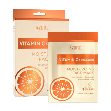 AZURE Vitamin C & Kollagen Fuktgivande Ansiktsmask - Anti Aging, Djup Fukt & Fasthet