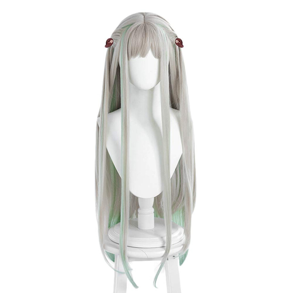 Peluca De Anime Yashiro Nene De Jcvcx, Color Gris, Verde Claro, Larga Y Lacia, Para Fiesta, Cosplay, Accesorios De Halloween-image