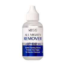 KISS All Mighty Lace Front Wig Remover - Solvente schiumogeno delicato che protegge i bordi, senza sostanze chimiche nocive, 60 ml (2,03 fl oz) -