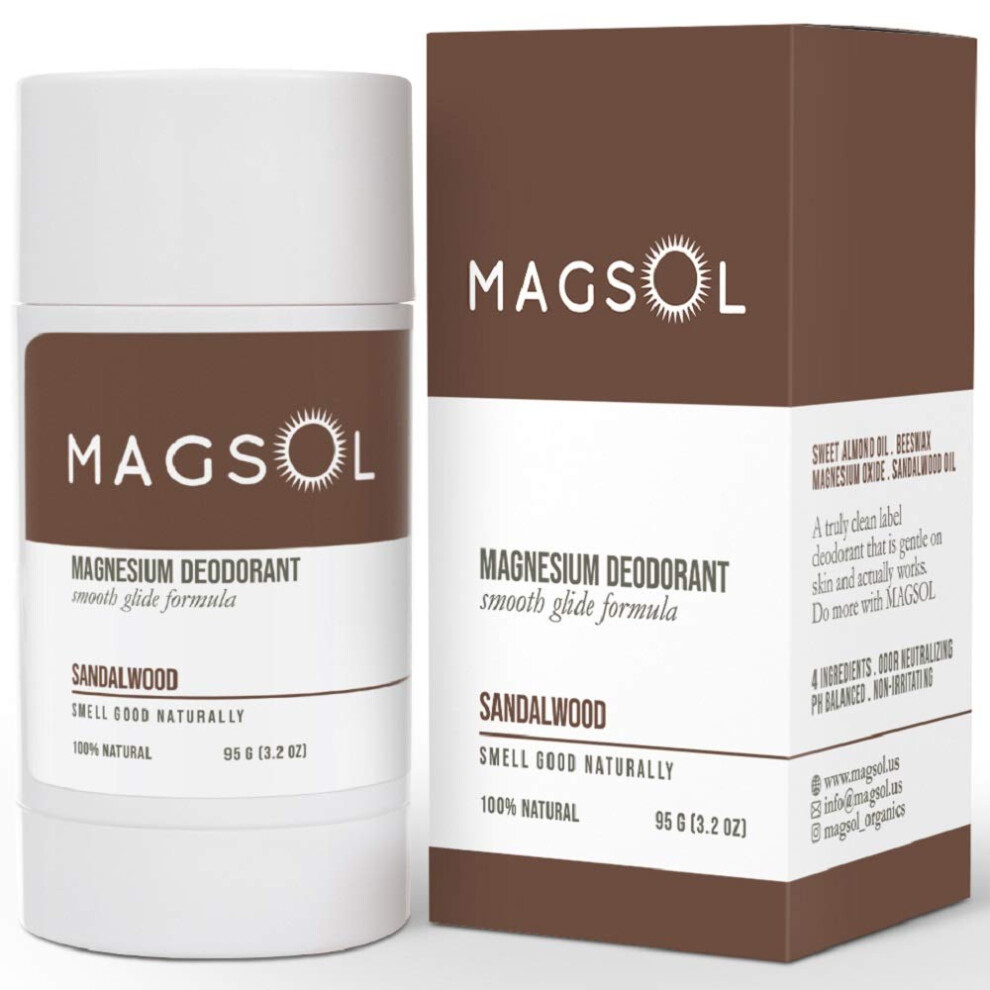 MAgSOL Aluminum Free Deodorant for Men - Natural Deodorant for Women with 4 Total Ingredients  No Baking Soda (Sandalwood)