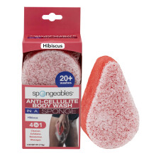Spongeables Anti Cellulite Body Wash in een 20+ Wasbeurten Spons Hibiscus 1 Stuk