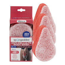 Spongeables Anti Cellulite Body Wash in a 20+ Wash Sponge Hibiscus 3 Count