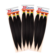 REALISTISCH - Multi Pack Deals! Vooraf gestrekte X-Pression 3X Ghana Vlechten 50" 100% Kanekalon (3-PACK, 1B) E613XG5-1B3