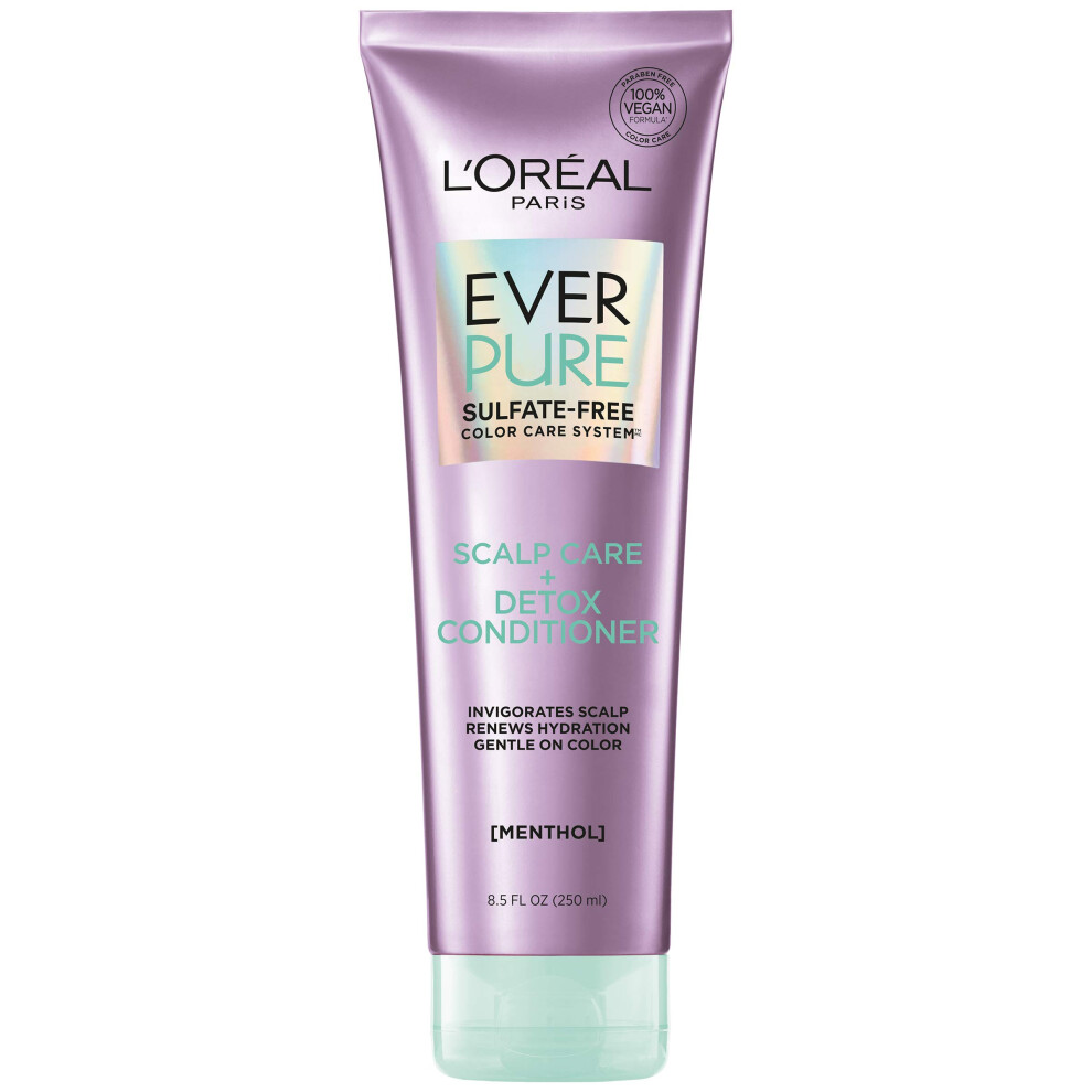 L'Oreal Paris EverPure Scalp Care + Detox Sulfate Free Conditioner for Color-Treated Hair  Invigorates Scalp and Renews Hydration  Menthol and Neem Le