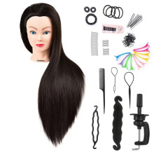 Hoids d'hemblages cordonnants entranement de la tte de mannequin noir Noir naturel avec stand coiffeurs Pratique Cosmtologie Poupes de la tte