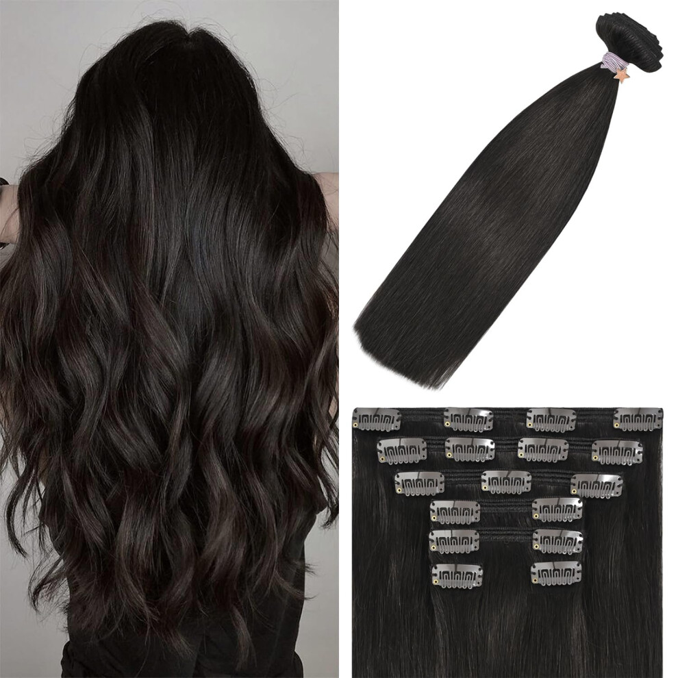 Windtouch Unisex Brown Clip In Hair Extensions Real Human Hair 18 Inch 120G 7Pcs Human Hair Extensions #2 Dark Hair Extensions Clip Ins Soft Hair Extensions