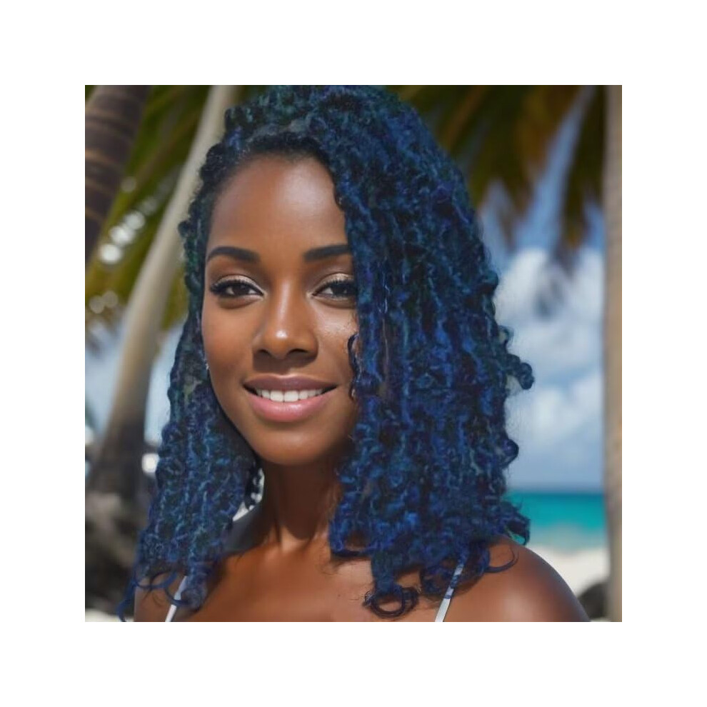 Yorostar Unisex Blue 14Inch Water Wave Crochet Hair For Goddess Passion Twists Hair 6 Packs Ombre Passion Twist Crochet Bohemian Locs Braiding Hair Extensions (1