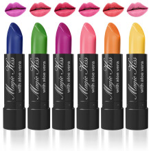 Magic Kiss Color Changing Matte 6 Piece Lipstick Set infused with Aloe Vera Made in USA (Colors of Aloha 3)