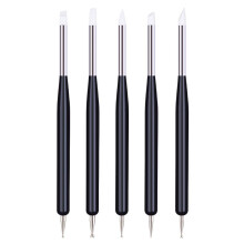 5 st Nail Art Dotting Tools Penna Dubbla Head UV Gel Carving Penna Nail Silikon Borstar Set Keramik Lera Skulptera Modellering Mla Ritverktyg DI