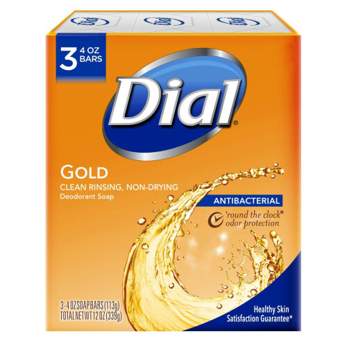 Dial Antibacterial Deodorant Bar Soap  Gold  Moisture Balance - 4 Ounce  3 Bars (2 Pack)
