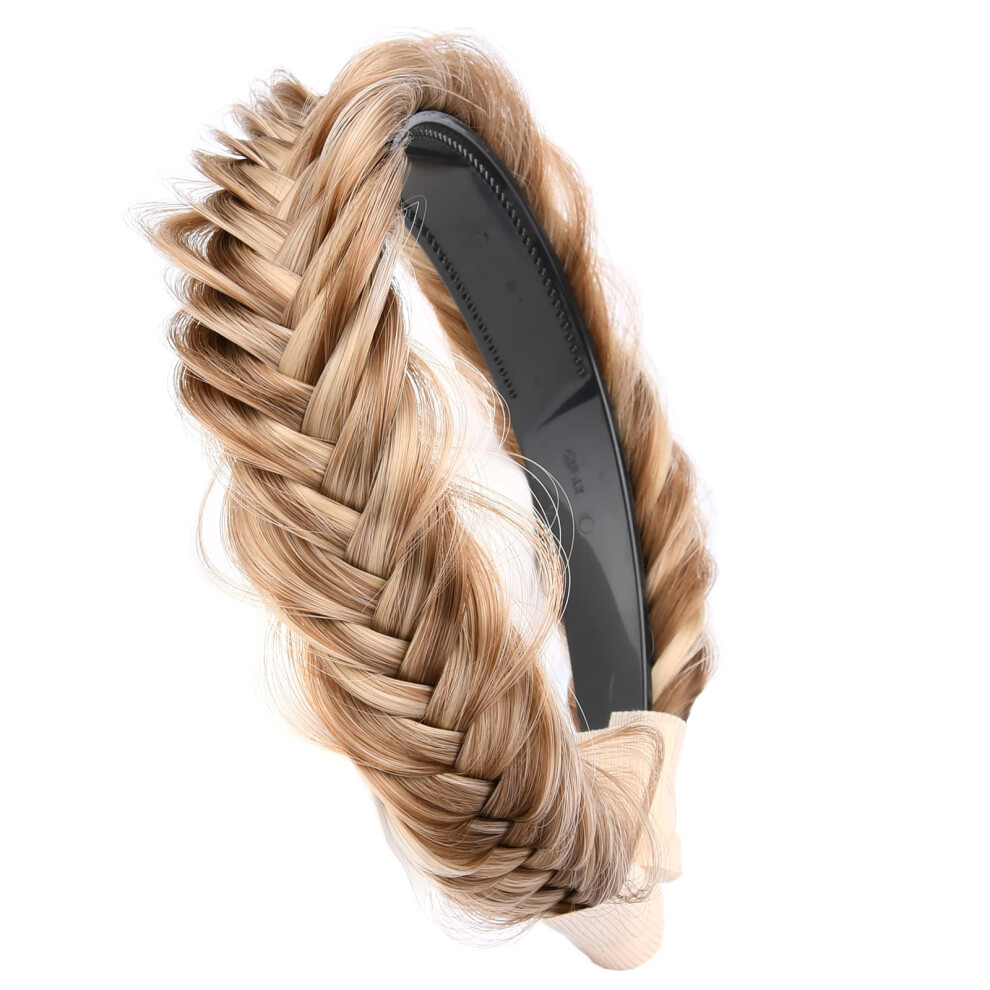 Povedz Diguan Headband Synthetic Hair Plaited Headband Braid Braided With Teeth Hair Band Accessories For Women Girl Width 1 Inch (W-Highlighted)