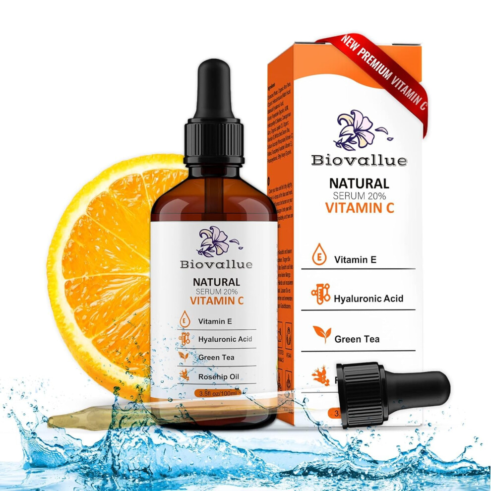 Biovalor Biovallue Premium Hyaluronic Serum 100Ml + Vitamin A + Vitamin C + Vitamin E - Aloe Vera - Jojoba Oil + Rose Hip Oil With Organic Ingredients.