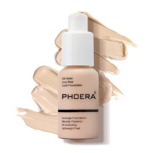 PHOERA Foundation Make-up Flüssige Foundation Voller Deckkraft Matt Öl-Kontrolle 8 Farben, Geschenkidee (#101 Porzellan)
