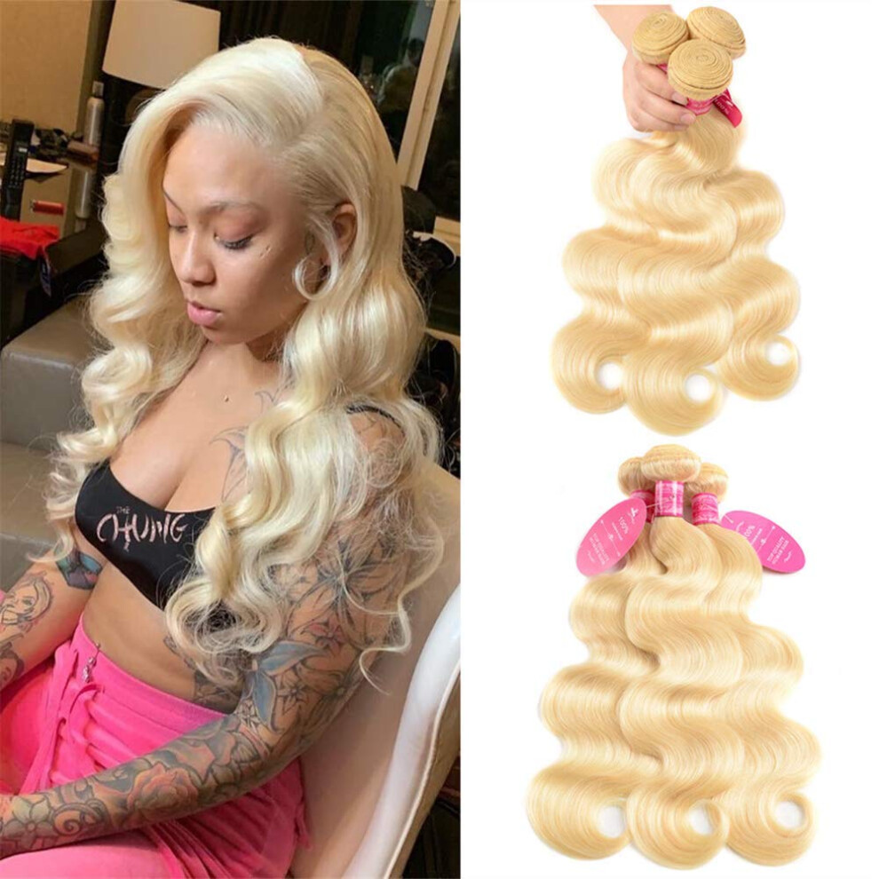 Yisea Unisex Not,Specified 613 Body Wave Human Hair Bundles Virgin Remy Human Hair 613 Body Wave 3 Bundles Unprocessed Human Raw Hair Mink Hair Bundles 613 Blonde Human Ha