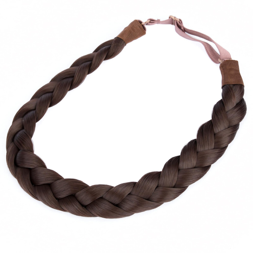 Diguan Synthetic Hair Braided Headband Classic Chunky Wide Plaited Braids Elastic Stretch Hairpiece Women Girl Beauty Accessory 55G Ahairbeauty