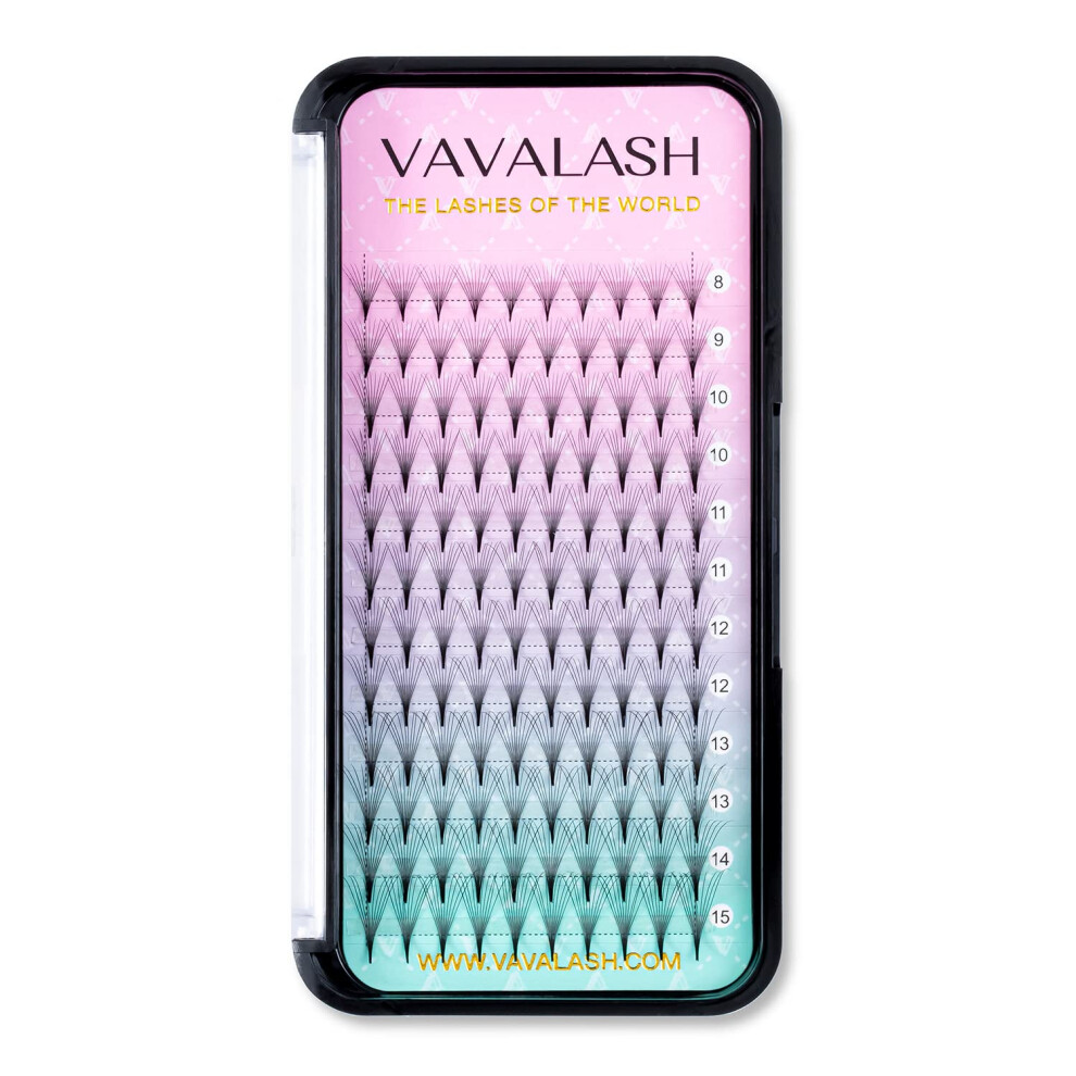 Vavalash Eyelash Extensions 3D 4D 5D 6D 8D 9D 10D Thickness 0.07/0.1 C/D Curl Eyelashes Middle Stem Premade Fans Russian Volume Lash Extensions Supplies (Middl