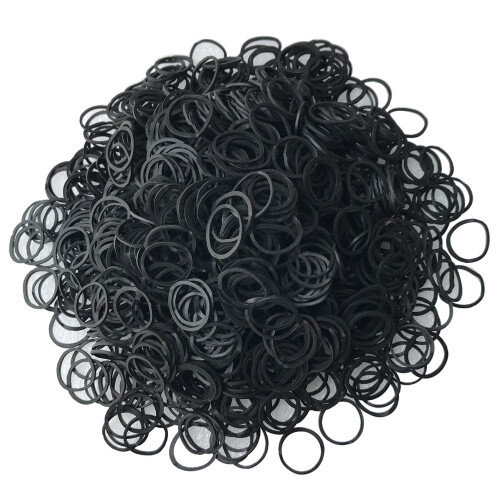 1200 Pz Elastici Neri, Mini Elastici per Capelli, per Bambini, Treccia e Acconciature