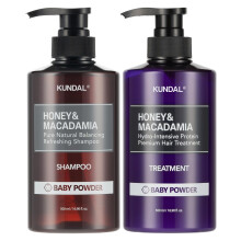 KUNDAL Natural Hair Shampoo und Conditioner Set [Babypuder]  Nδhrt, stδrkt, repariert das Haar mit Honig, Arganφl, Macadamiaφl, sulfatfrei 50