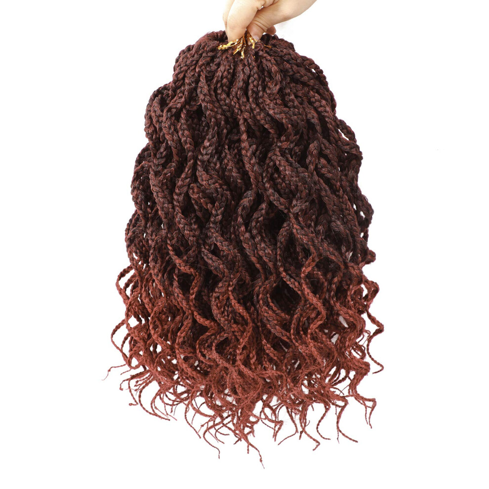 Svolna 150 Strands Goddess Box Braids Crochet Braids Hair With Full Curly Braids 3X Braided 5 Packs Synthetic Premium Fiber Braiding Hair 14 Inch