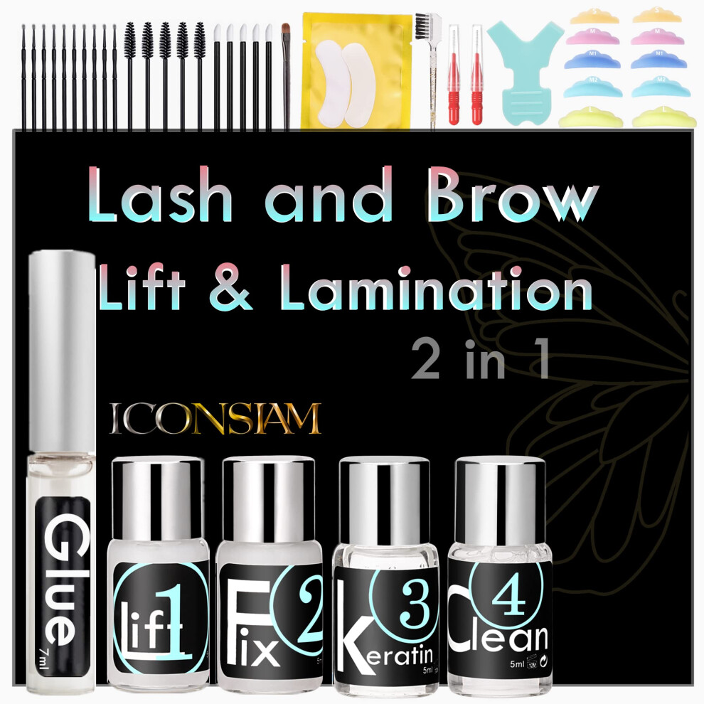 Libeauty Lash Lift Kit Lash Lifting And Brow Lamination 2 In 1 Diy Eyelash Perm At Home Perming Lashes With Strong Glue(Lash And Eyebrow Lift Kit)