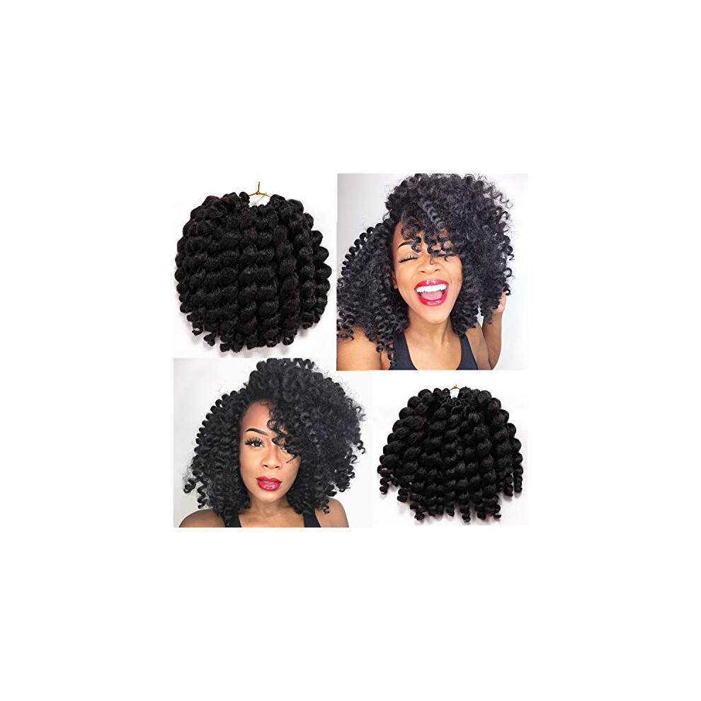 8 Zoll, 22 Strahnen, 4 Packungen Jumpy Wand Curls, Hakelhaar, Jamaican Bounce, Hakelhaar, Lockige Hakelz Pfe, Lockiges Hakelhaar, Hakel-Flechthaa-image