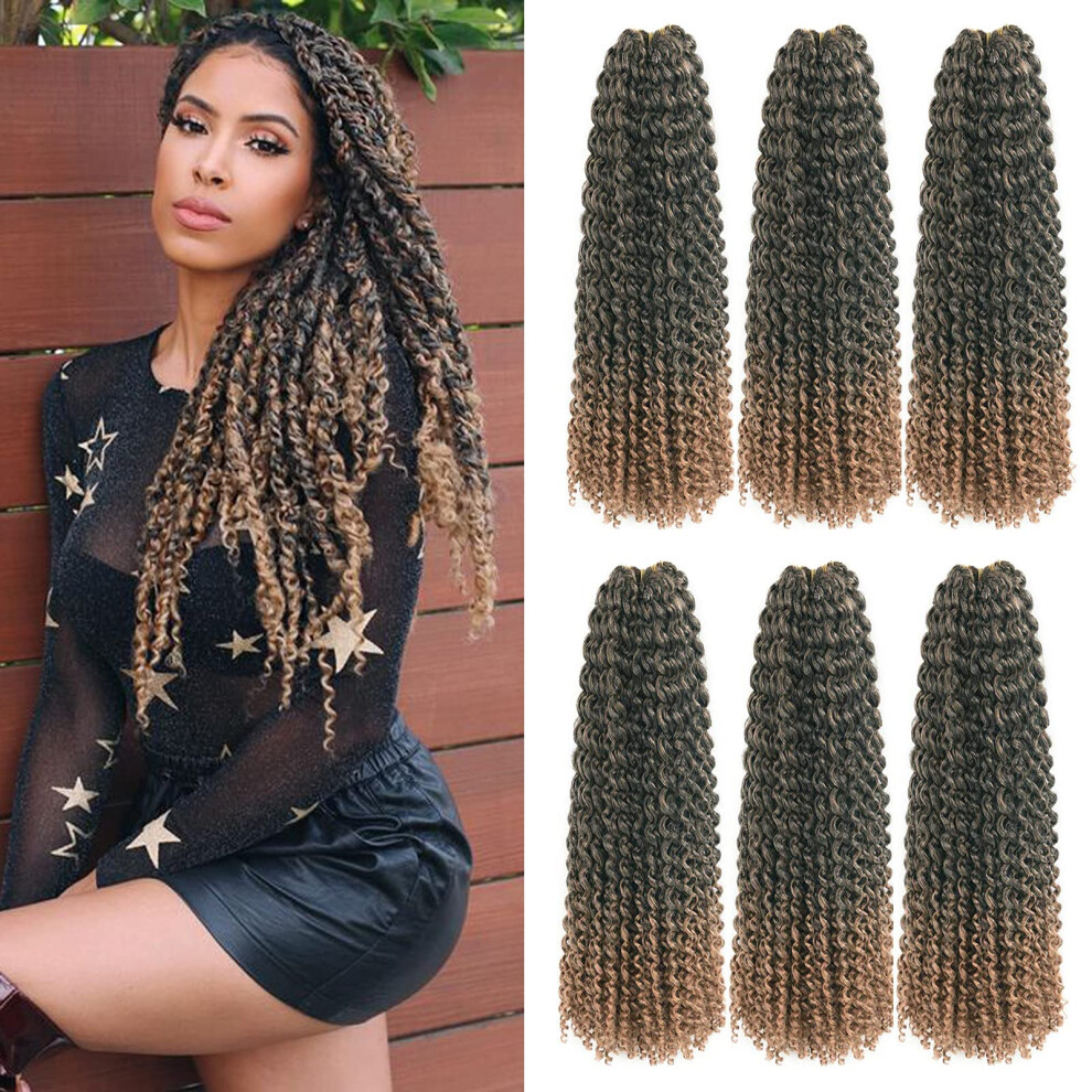 Yorostar Unisex Passion Twist Hair 6 Packs 18Inch Ombre Blonde Water Wave Crochet For Passion Twists Long Bohemian Hair Braiding Ombre Passion Twist Crochet Hair Exte