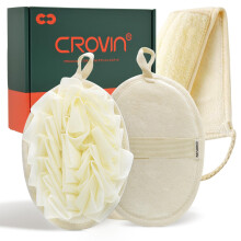 CROVIN Mesh Pouf testszivacs szett - Redesign Bath Luffs Shower Puffs 2 Pack & Exfoliating Natural Luffah Back scrubber. Hogyan  Nagyszeru ajndk r