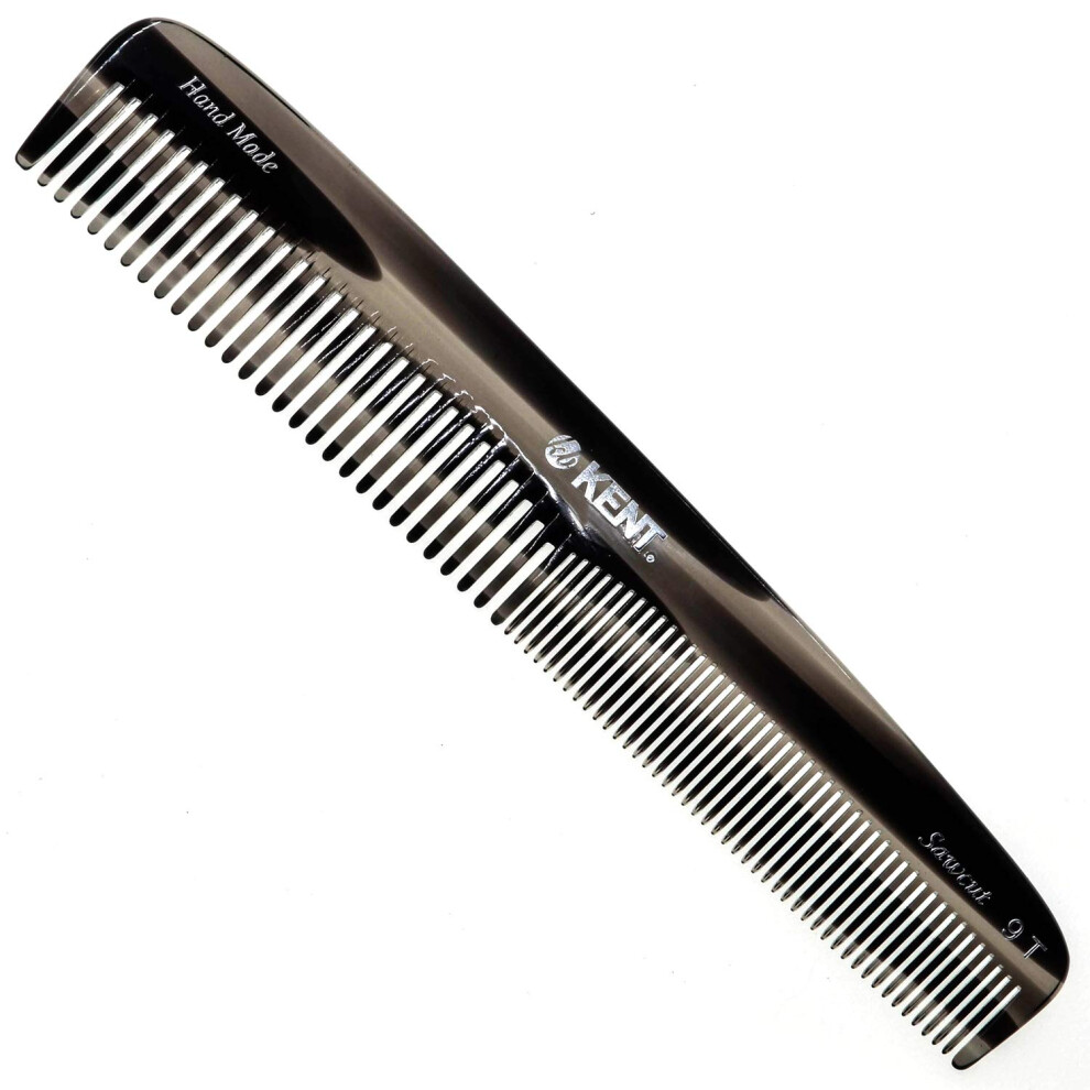 Kent 9T Graphite Fine Tooth And Wide Tooth Comb Detangler Hair Combs - Large Handmade And Saw-Cut Dressing Comb - Wet Hair Comb For Women And Durable