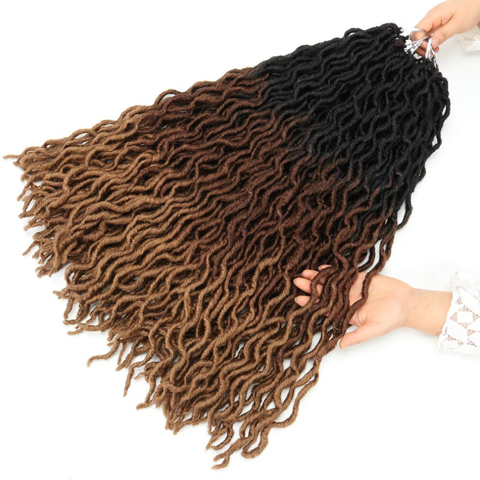 Eliza Unisex Not,Specified 24 Inch Wavy Gypsy Locs Ombre Crochet Hair 7 Packs Goddess Locs Faux Locs Crochet Hair African Roots Dreadlocs Synthetic Braiding Hair Extension