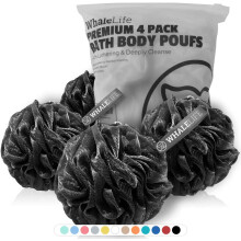Loofah Sponge Bath Sponge for Women Men 4 Pack (Borwn Blue Gray Green)