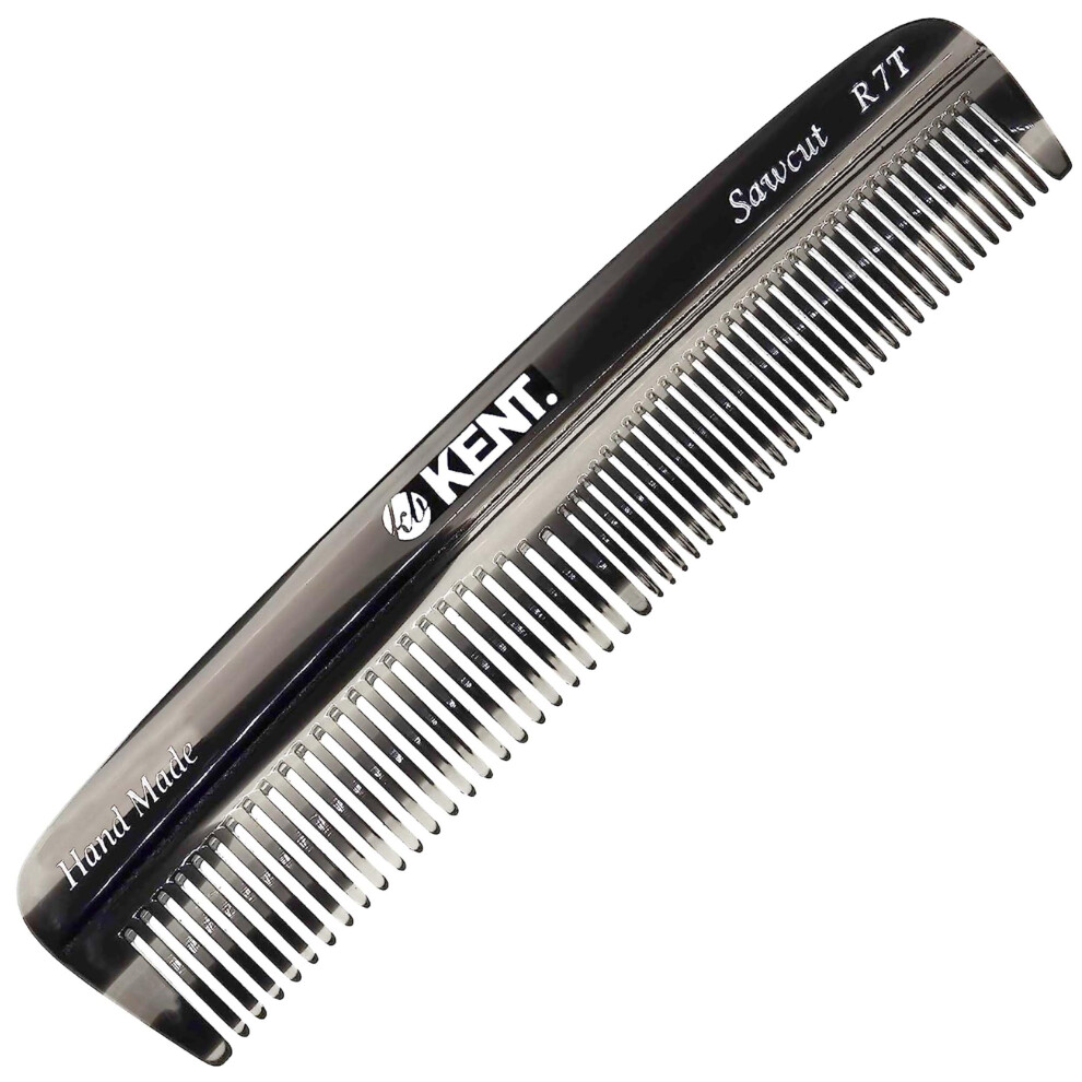 Kent R7T Pettine Per Capelli A Denti Fini E Larghi, Pettine Tascabile Fatto A Mano Per Uomo, Miglior Pettine Per Barba E Baffi Per Toelettatura E Styling Quotidiani, Pettine Kent Sawcut, Prodotto In-image