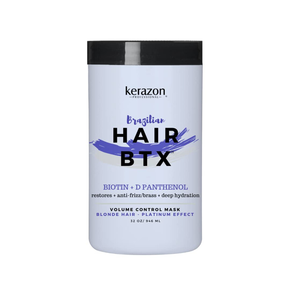 Kerazon Purple/Silver Blonde Brazilian Hair Btx Treatment Mask Platinum Effect & Hair Providing Smoothing Deep Hydration Anti-Brass Shine Softness