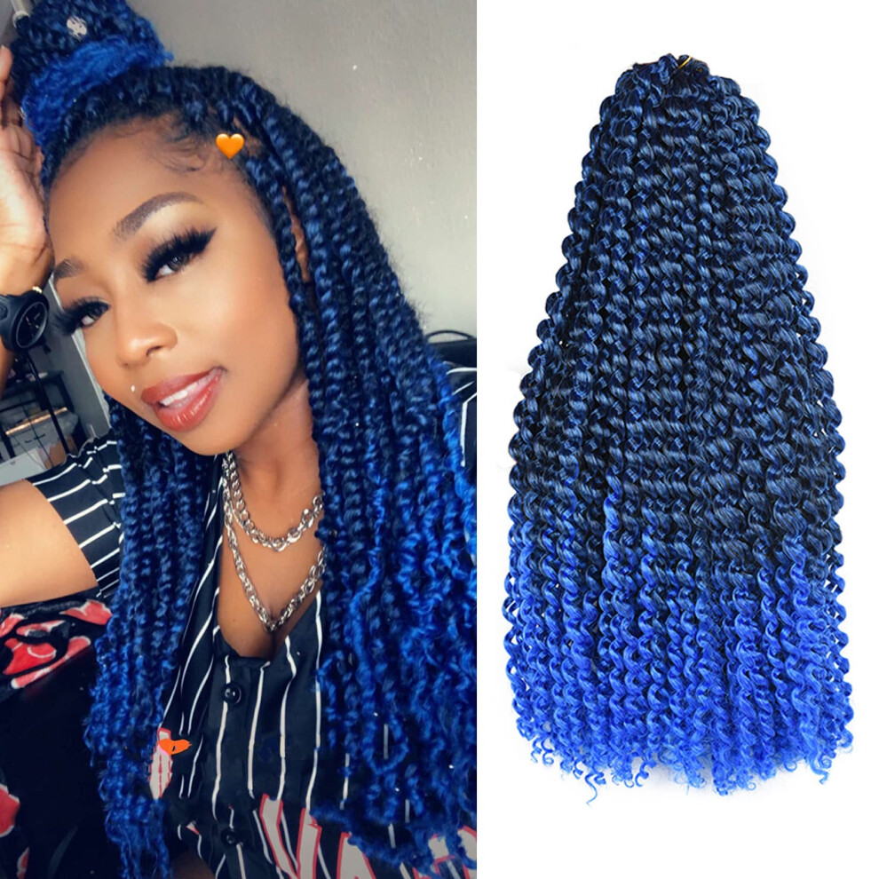 Yorostar Unisex Blue 6 Packs Passion Twists Hair 18Inch Ombre Water Wave Crochet Hair For Goddess Passion Twists Crochet Hair Long Bohemian Locs Braiding Hair Ex
