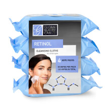 Global Beauty Care Retinol Cleansing Facial Toweletter Makeup Remover Wipes Nourishing Face & Eye Hypoallergenic Paraben-Free Non-Comedogenic Hyd