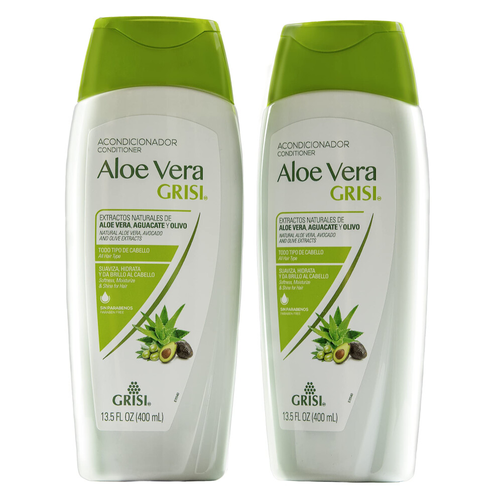 Grisi Aloe Vera Conditioner Moisturizing Hair Product With Aloe Extract Paraben-Free 2-Pack For Soft And Shiny Hair 13.5 Fl Oz Each