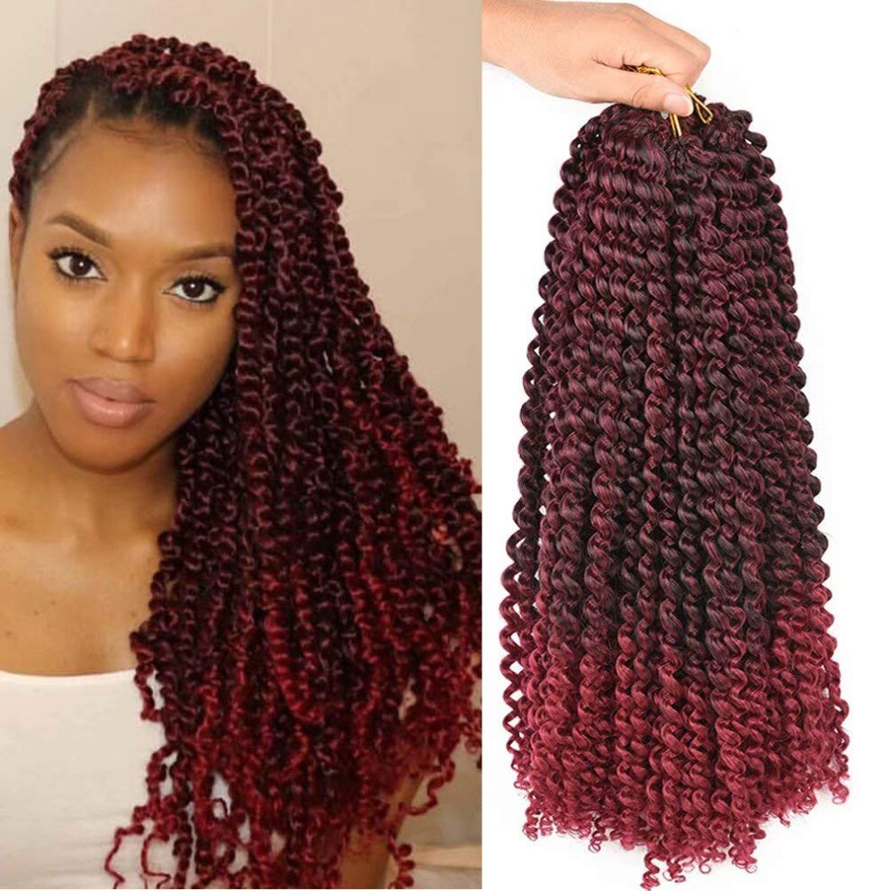 Yorostar Unisex Red 6 Packs Passion Twists Hair 18Inch Ombre Burgundy Water Wave Crochet Hair For For Goddess Passion Twists Crochet Hair Synthetic Crochet Hair Extension