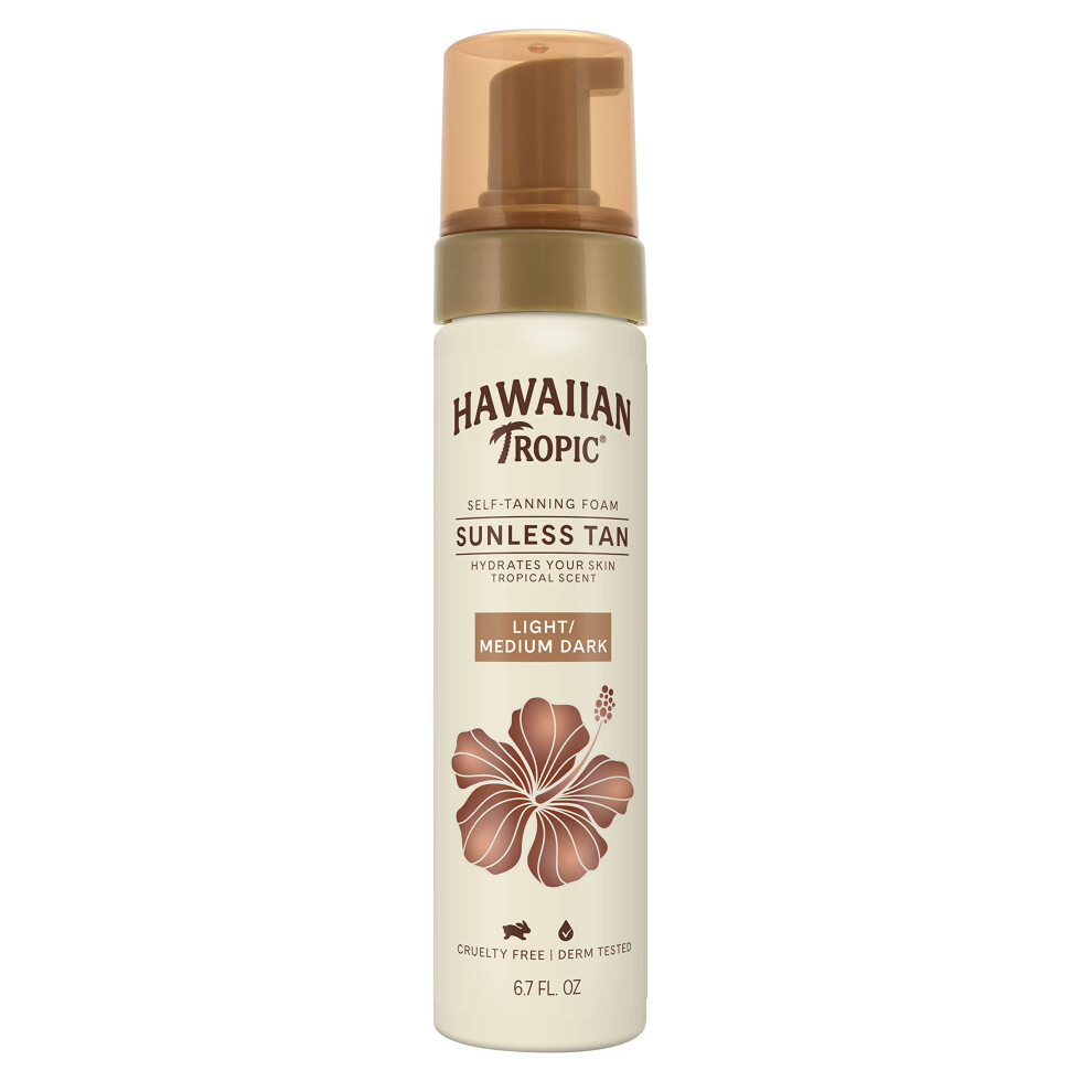 Hawaiian Tropic Sunless Tan Light/Medium Self-Tanning Foam  6.7oz | Self Tanner Light  Self Tanner Medium  Sunless Tanner  Sunless Tanning Foam  6.7oz