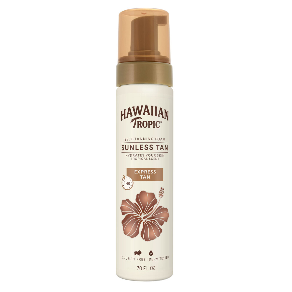Hawaiian Tropic Sunless Tan 1 Hr. Express Self-Tanning Foam  7oz | Express Tan  1 Hour Self Tanner  Sunless Tanner  Sunless Tanning Foam  7oz