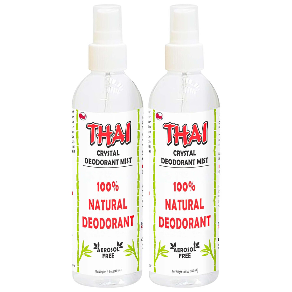 Megarhino 2-Pack Thai Deodorant Crystal Mist Spray (8 Oz) Whole Body Natural Crystal Salt Deodorant Spray For Women Men & Teens
