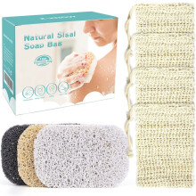 E-KNOW Zeepbesparende Zak, Zeep Scrubber voor Zeep of Zeeplift, Lichaam Exfoliator Spons, 4 Pack