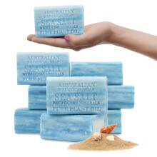 australsk botanisk s?be havsalt med havmineraler 6,6 oz (187g) s?bebarer | Naturlig s?bebase | Alle hudtyper | Kvinder & M?nd | Sheasm?rberiget b