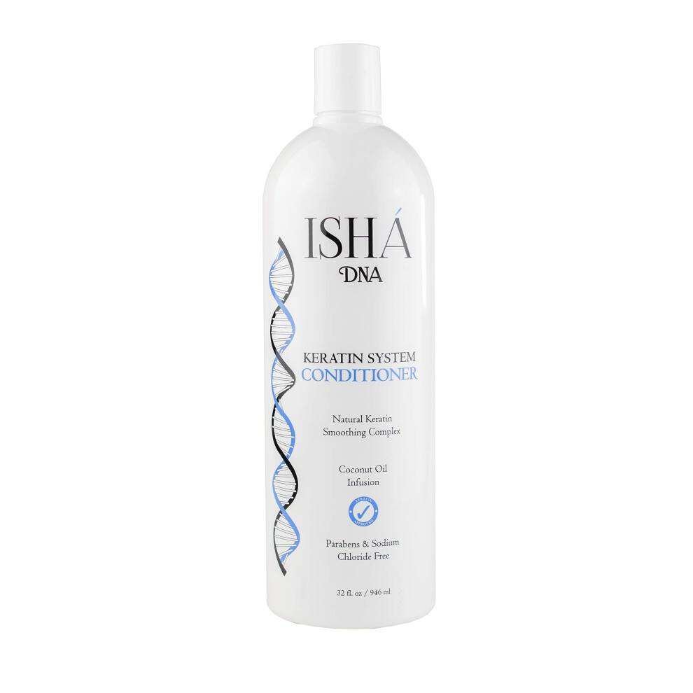 Isha Dna Keratin Treatment System Conditioner - Sulfate And Parabens Free - Perfect For Keratin Treated Hair - Keratin And Coconut Oil Infused Conditi