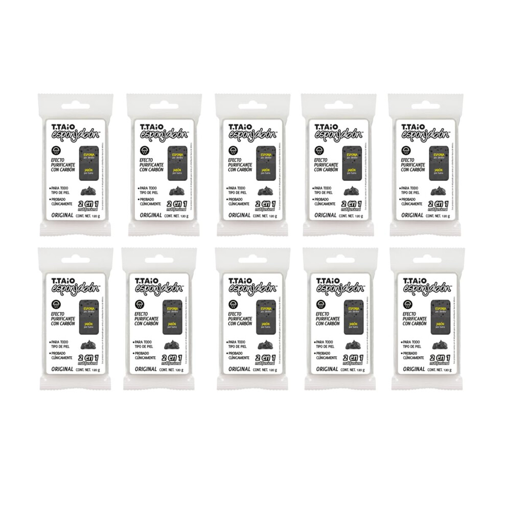 T. Taio Esponjabon Soap Sponge Charcoal 10 Pack