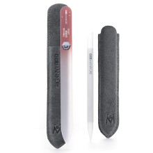 GERMANIKURE Crystal Glass Cuticle Stick & GYUJTSD A PILLANATOKAT NEM DOLGOKAT Krmreszelo szett velr bor tokban - Kzzel ksztett Csehorszgban -