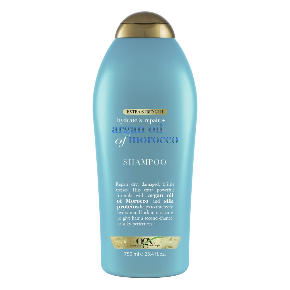 OGX Extra Strength Hydrate & Repair Shampoo with Moroccan Argan Oil for Dry  Damaged Hair - Moisturizing and Smoothing  Paraben & Sulfate-Free  25.4 F