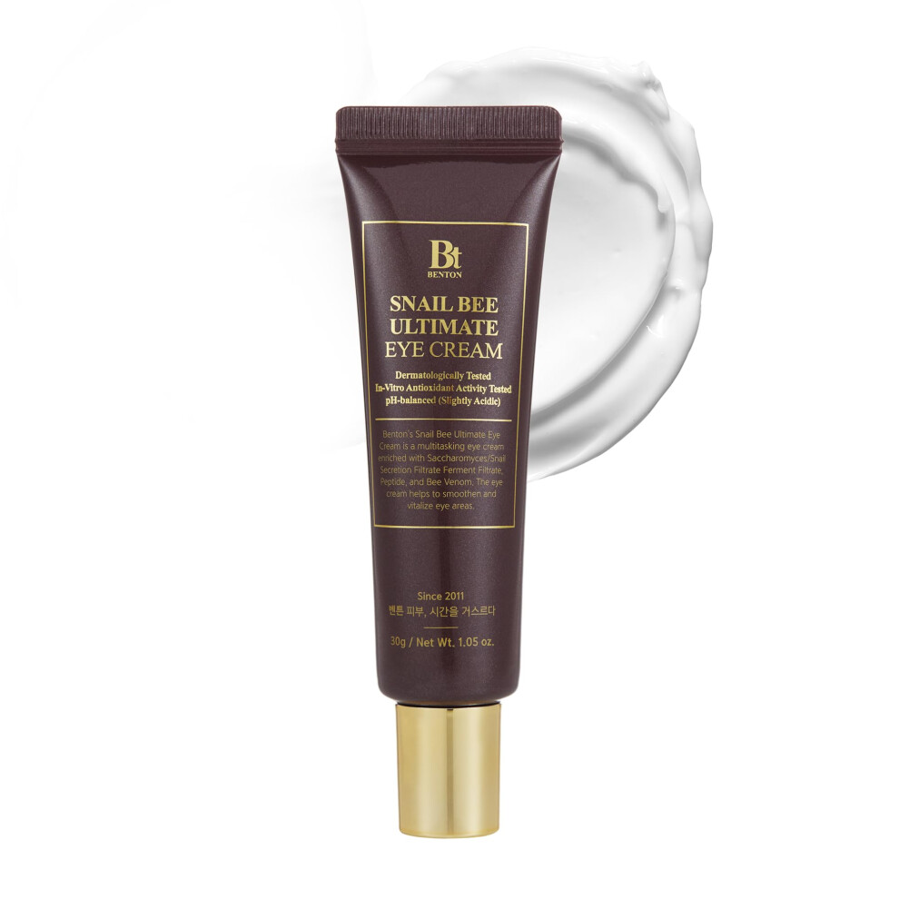 Benton Snail Bee Ultimate Eye Cream - Snail Mucin Serum With Niacinamide & Peptides | Korean Eye Cream For Dark Circles And Puffiness (1.05 Oz)