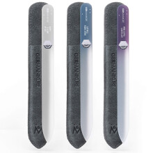 GERMANIKURE Czech Crystal Glass Nail File 3 Pack in Suede Leather Case - Professional Manicure & Pedicure Products for Smooth Easy Shaping of Nat