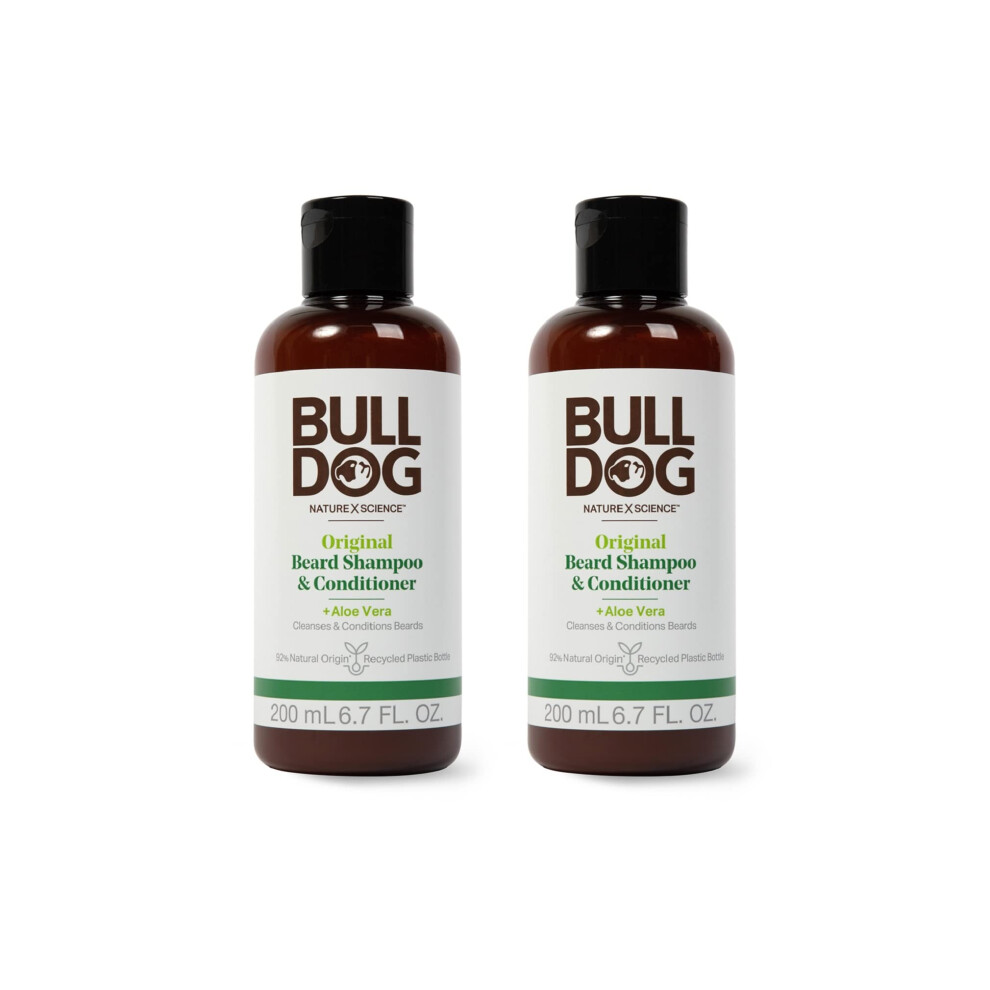 Bulldog Mens Skincare and Grooming for Men Original Beard Shampoo and Conditioner  6.7 Ounce  Pack of 2