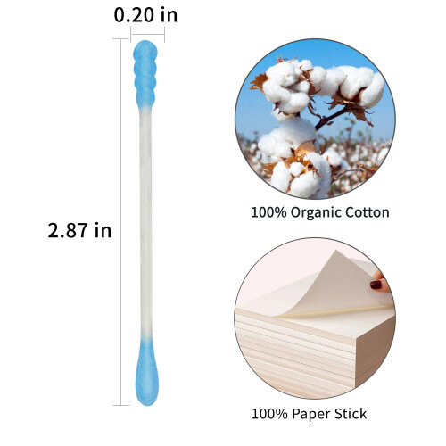 HOMEFOX Blaue Baumwollstäbchen Spiral - 200 Stück Organische Q-Tips 2